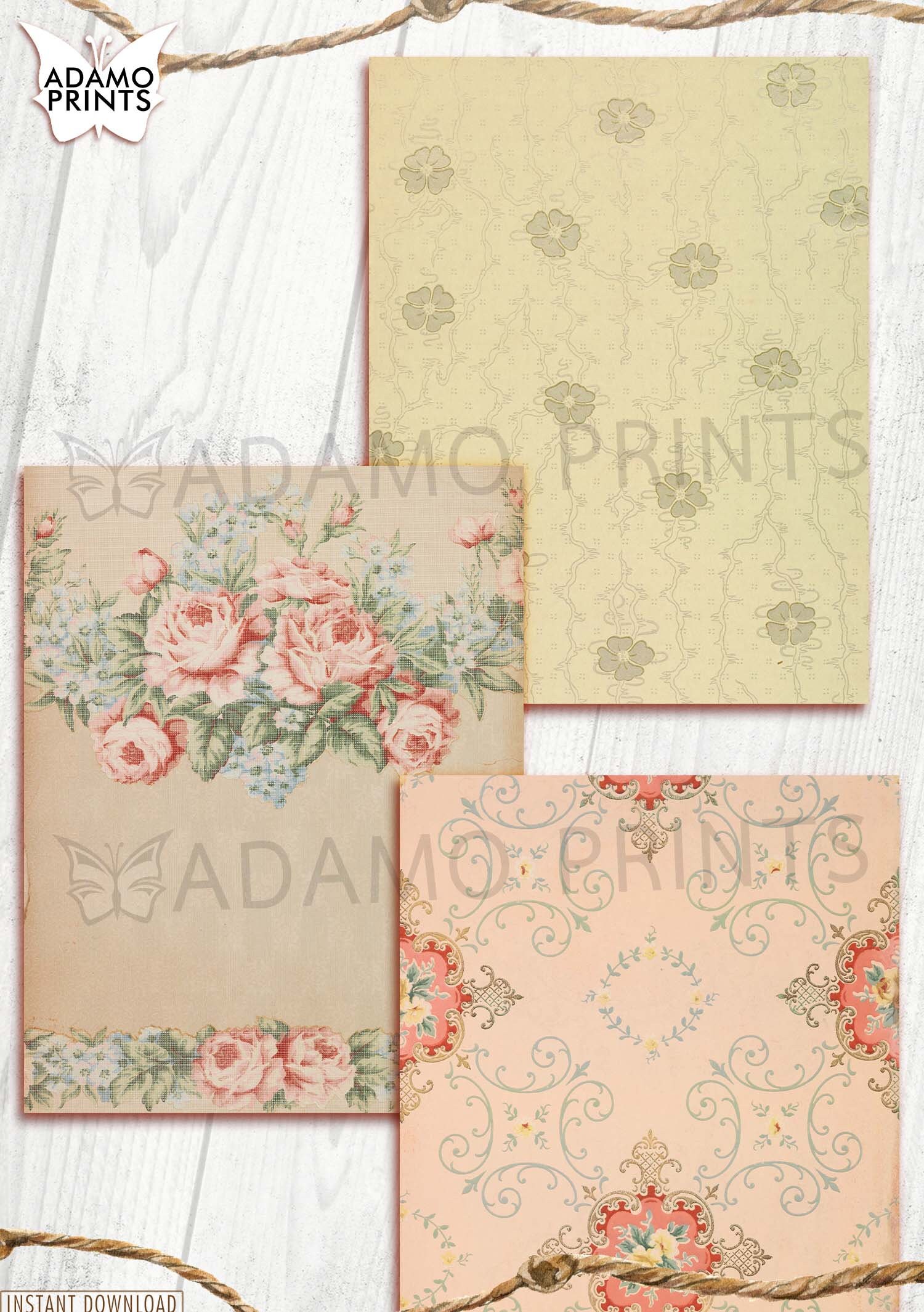 Motif Sidewall Floral Pattern, Junk Journal Kit, Paper for Journal Kit ...