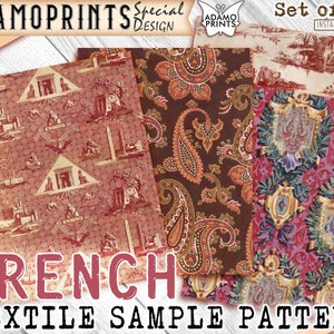French Textile Sample Pattern, Floral, Junk Journaling Kit, Paper for Journal Kit, Wallpaper Digital, Digital Paper, Printable Background