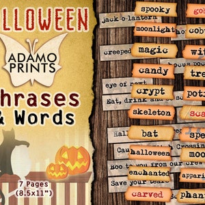 Frasi e parole per Halloween, Parole per il Junk Journaling, Citazioni per il diario, Kit per il diario spazzatura, Definizione, Supporti misti, Effimeri artistici, Citazioni stampabili