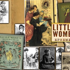 Little Women, Digital Collage, Ephemera Art, Ephemera Classic, Vintage Art, Ephemera Novel, Junk Journal, Scrapbook Ephemera, Download