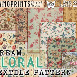 Dream Floral Textile, Shabby, Rose, Junk Journaling Kit, Papel para Kit de Diário, Papel de Parede Digital, Papel Digital, Fundo para Impressão