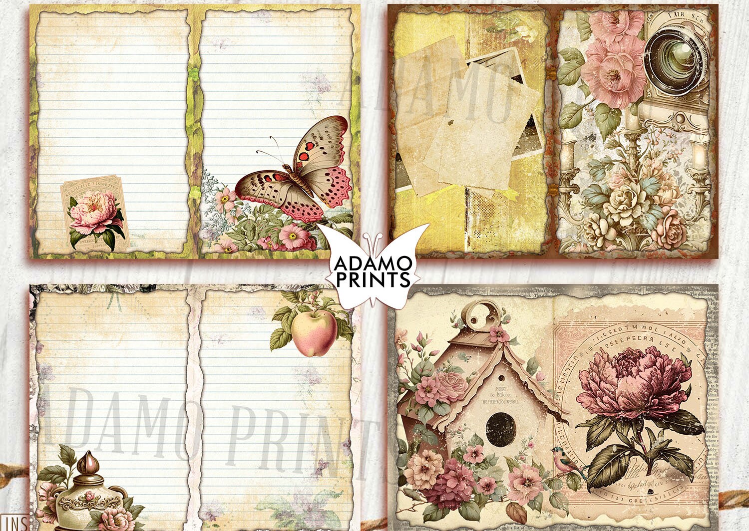 Vintage Pink Floral Junk Journal Kit: Victorian Ephemera (printable) - Etsy