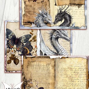 Black Couple Dragon Journal Kit, Blank & Lined Page, Magic, Collage ...