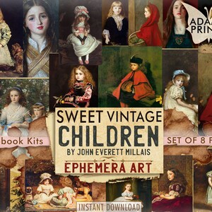 Sweet Vintage Children, Digital Images, Painting, Vintage Art, Ephemera, Printable Images, ATC, Scrapbook, Digital Collage, Junk Journal