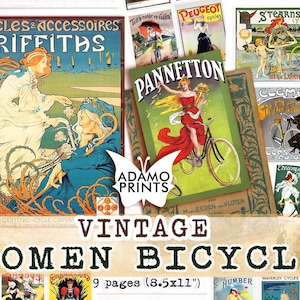 Vintage Frauen Fahrrad, digitale Bilder, Ephemera Klassiker, digitales Fahrrad, Vintage Kunst, Ephemera Digital, Art Ephemera, ATC, Scrapbook Kit