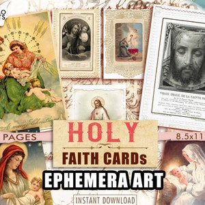 Heiliger Glaube Karten, Gebetskarte Digital, Ephemera Klassiker, digitale Collage, druckbare Bilder, Vintage Kunst, Kunst Ephemera, christliche heilige Karten