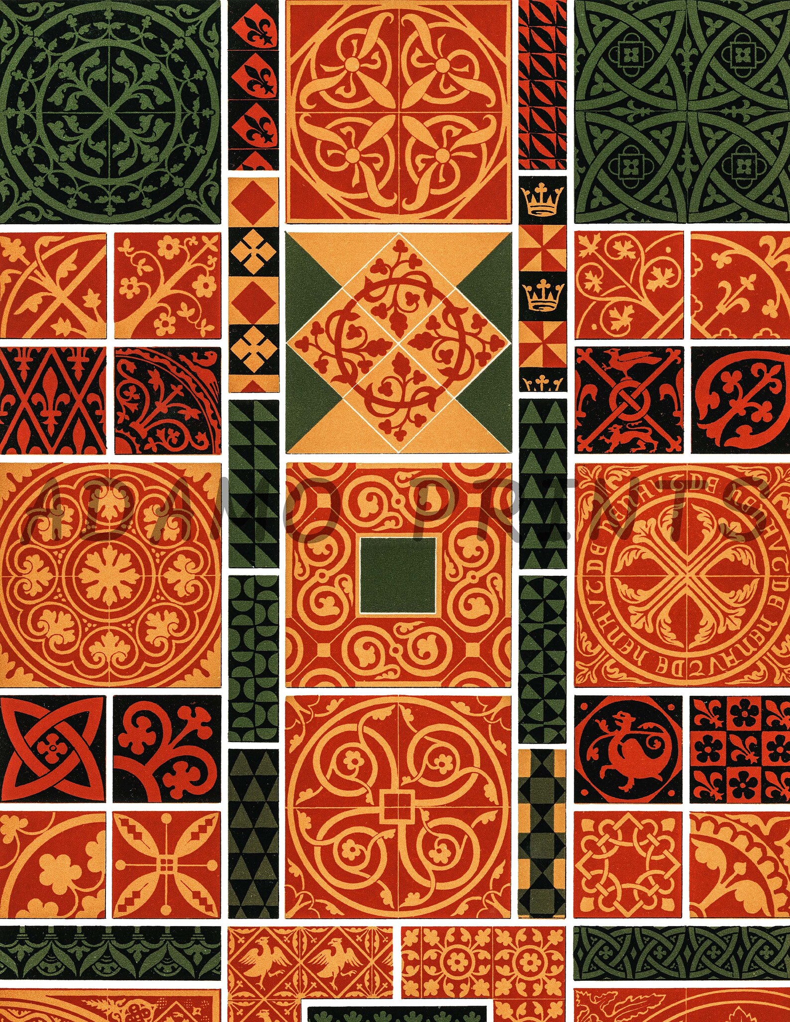 Medieval Pattern Digital Wallpaper Classic Art Printable - Etsy