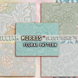 Sweet Boho Floral Pattern de William Morris, papel de parede vitoriano, papel digital, lixo eletrônico, fundo para impressão, kit de álbum de recortes