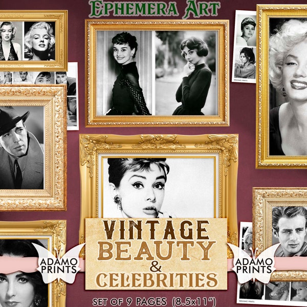 Vintage Beauty & Celebrities, Photo Digital, Vintage Art, ATC, Digital Collage, Art Ephemera, Portrait Digital Classics, Scrapbook Kit