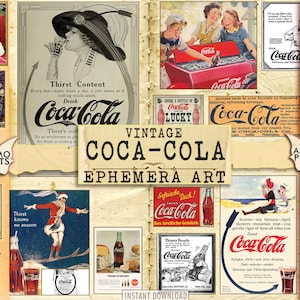Vintage Coca-Cola, Aged Advertising, Vintage Images, Ephemera, Digital Collage, ATC, Printable Image, Antique Advertising, Scrapbook Kit
