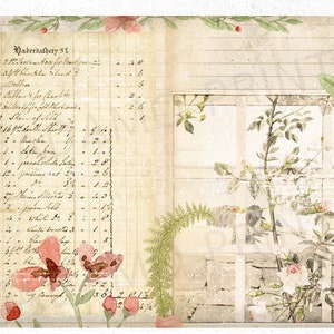 Botanical Garden Journal Kit, Journal Page, Ephemera Journal, Embellishments, Printable Journal Kit, Scrapbook Plants, Vintage Nature image 4