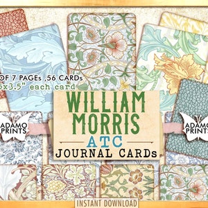 William Morris ATC Journal Cards, Art Nouveau Digital, Vintage Cards, ATC, Collage Sheet, Ephemera Classics, Junk Journal, Printable Cards