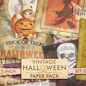 Halloween Paper Pack, Witch, Halloween Journal, Scrapbook Paper, Digital Paper, Ephemera, Witch Journal Paper, Junk Journal Kit, Download