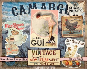 Vintage Werbung, Vintage Bilder, digitale Collage, ATC Karte, alte Werbung, shabby, druckbares Bild, antike Werbung, Scrapbook Kit