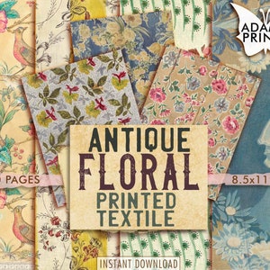 Têxtil estampado floral antigo, gasto, kit de registro de lixo, papel para kit de diário, papel de parede digital, papel digital, fundo imprimível
