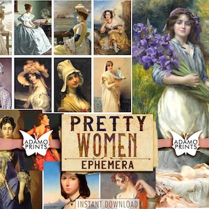 Pretty Women, Victorian Woman, Ephemera Classics, Journal Kit, Digital Image, Vintage Art, ATC, Digital Collage, Junk Journal, Embellishment