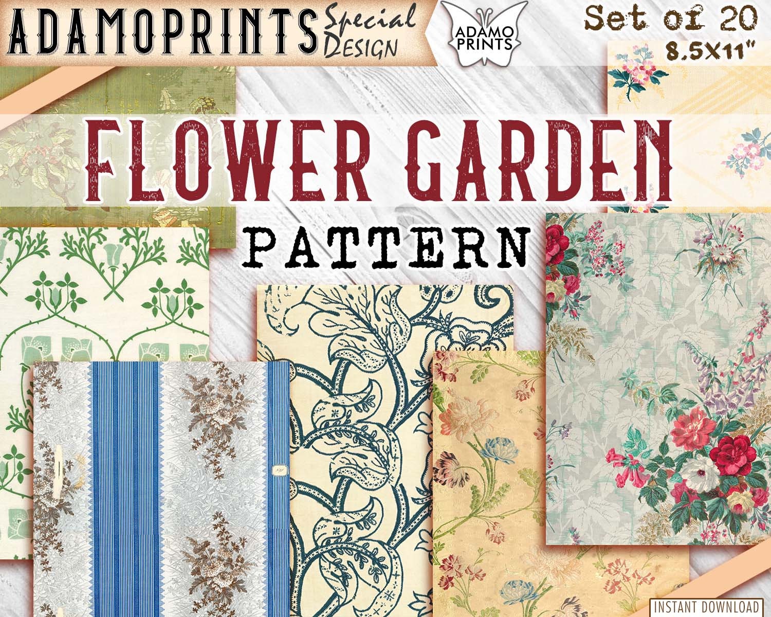 Printing & Printmaking Flower Digital Paper Paper for Journal Kit ...