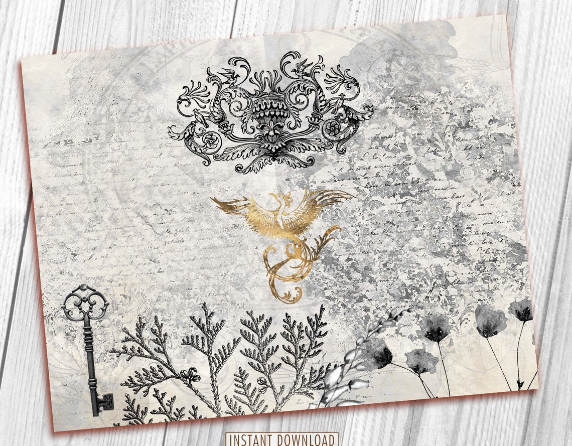 Mystical Dragon Journal Kit, Blank & Lined Page, Magic, Collage Sheets ...