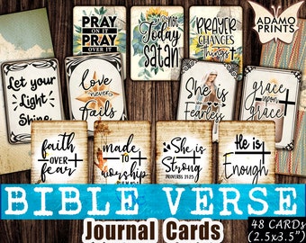 Tarjetas de diario con versículos bíblicos, estampas sagradas, tarjetas de oración digitales, collages digitales, imágenes imprimibles, arte vintage, arte efímero, tarjetas de fe, ATC