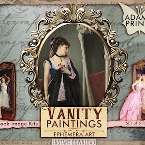 Vanity Painting, Ephemera Classic, Digital Images, Digital Collage, Classic, Vintage, Scrapbook Women Digital, Altered Art, Art Supplies