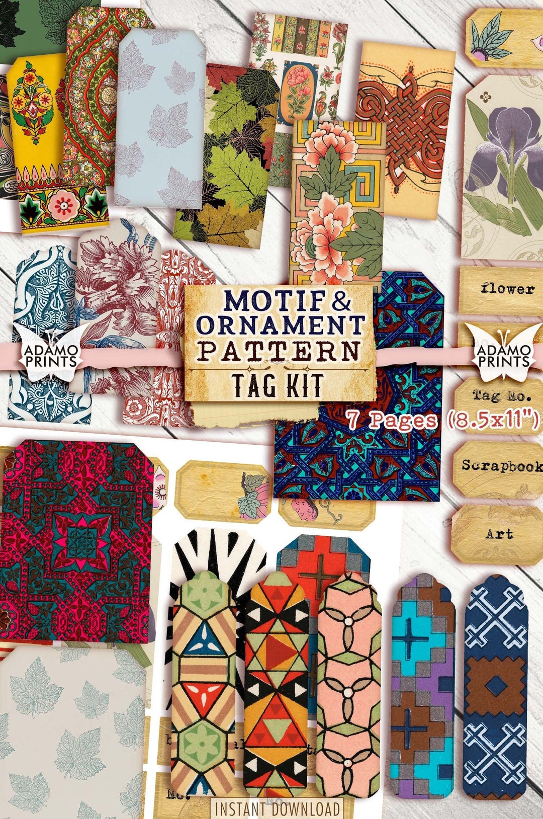 Motif & Ornament Pattern Tag Kit by Owen Jones, Digital Tag, Art ...