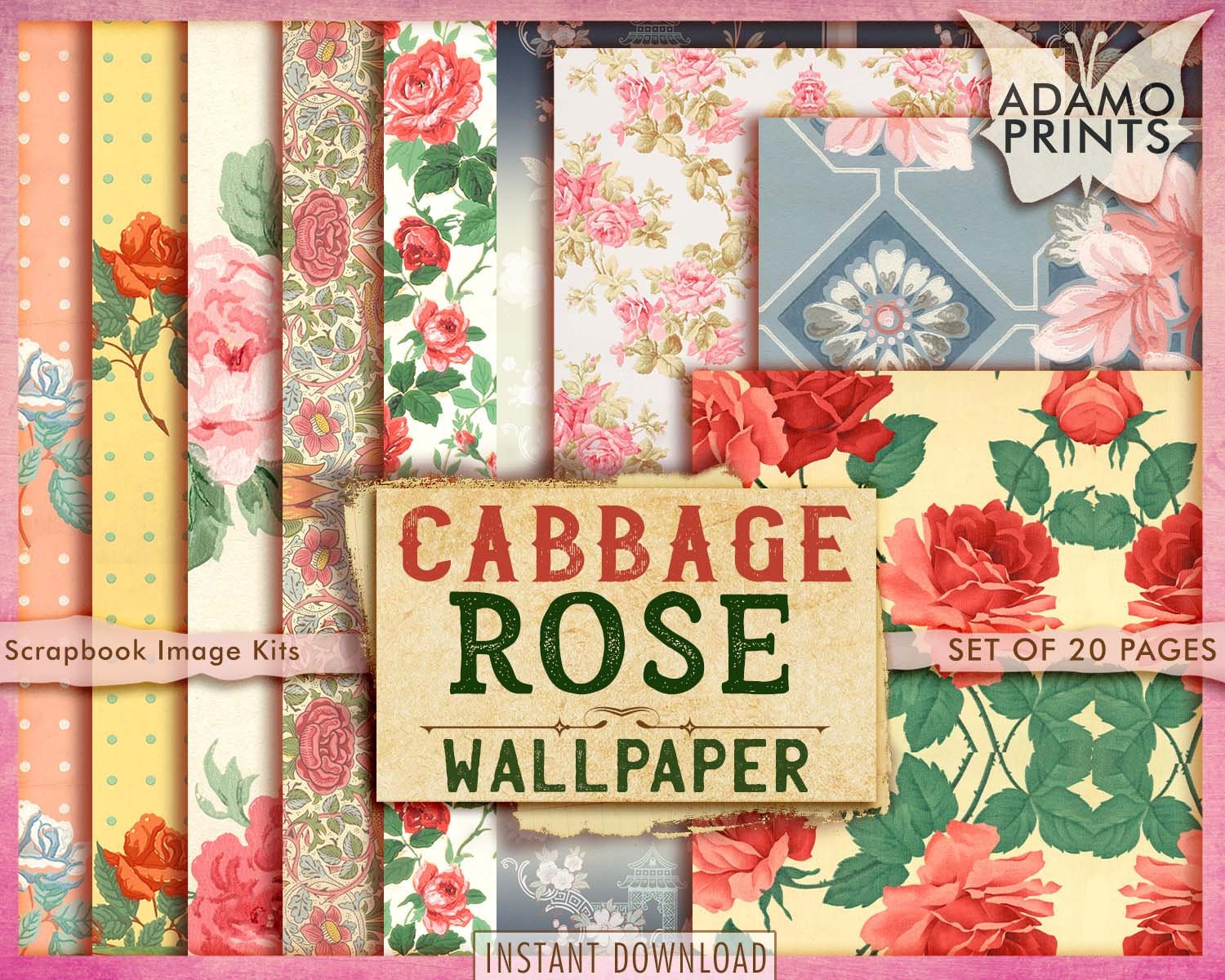 Cabbage Rose Fabric Wallpaper and Home Decor  Spoonflower