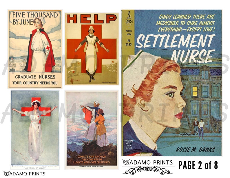 Digital Collage Antique Photo Printable Images Junk Journal Kit Digital Images Vintage Nursing Ephemera Art Scrapbook Kit