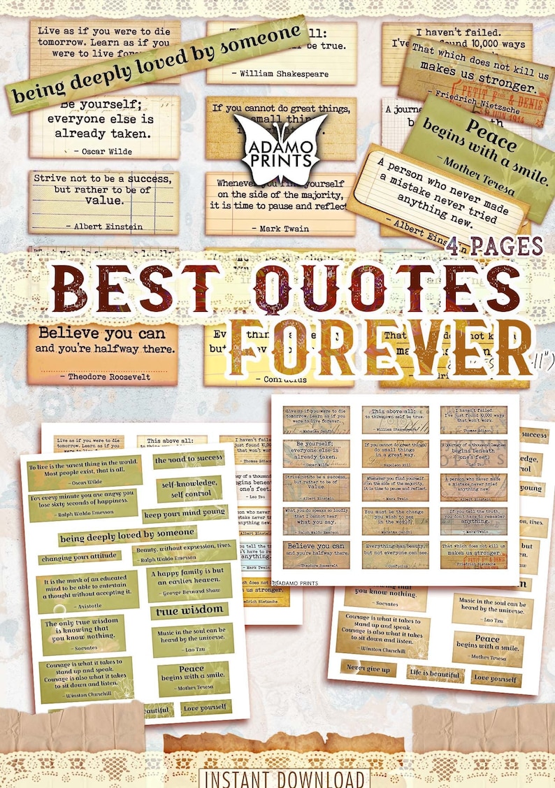 Best Quotes Forever, Journal Words, Junk Journaling Words, Junk Journal Kit, Definition, Mixed Media, Art Ephemera, Printable Quotes 