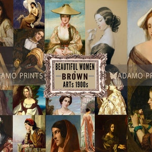 Women Art 1900s in Brown, Digital Images, Ephemera Classics, Classic, Vintage, Scrapbook Women Digital, Altered Art, Art Supplies, Download