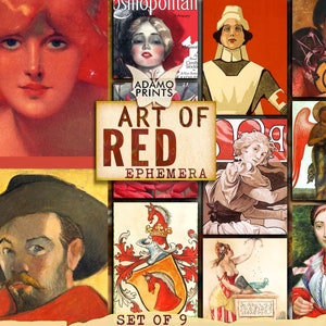 Art of Red, Victorian, Ephemera Classic, Digital Images, Junk Journal Kit, Vintage Art, Scrapbook Women Digital, Altered Art, Art Supplies
