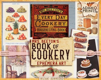 Mrs. Beeton's Book of Cookery, Cookbook Recipe, Printable Images, Vintage Image, Digital Collage, Printable Vintage, Scrapbooking Cooking