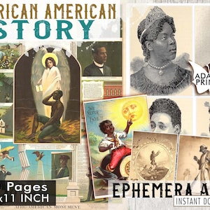 Vintage African American Story, Digital Images, Vintage Magazine, Digital Collage, Ephemera Classic, Vintage Art, Printing, Junk Journal Kit