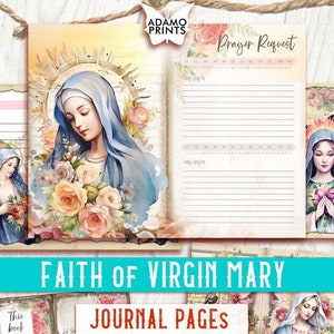 Wiara Dziewicy Maryi Dziennik Strony, Chrześcijański Dziennik Religijny, Arkusze Kolażu, Ephemera Wydrukowalne, Scrapbook Jezus Chrześcijański Papier Wydruk