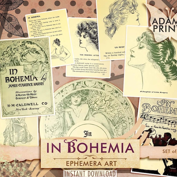 In Bohemia, Poems, Vintage Art, Digital Images, Classic, Digital Ephemera, Digital Collage, Junk Journal, Ephemera Classics, Book Page