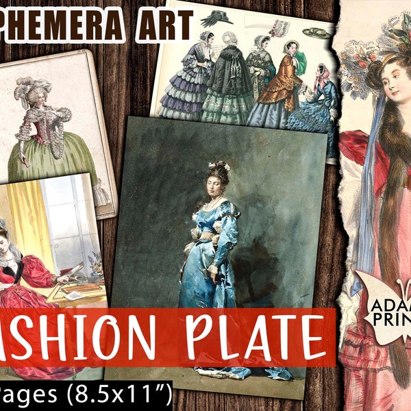 Fashion Plate, Vintage Fashion, French Fashion, Ephemera Classic, Digital Image, Junk Journal, Retro, Scrapbook Women Digital, Journal Cards