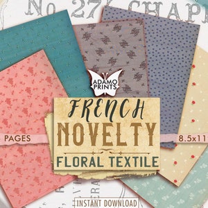 French Novelty Floral Textile, Paper Pattern, Shabby Paper, Paper for Journal Kit, Wallpaper Digital, Digital Paper, Printable Background
