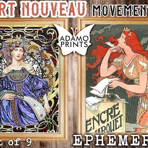 Art Nouveau Movement, Alphonse Mucha, Women Digital, Shabby, Vintage Art, Junk Journal, Ephemera Art, Ephemera Classics, Digital Print