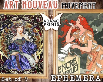 Art Nouveau Movement, Alphonse Mucha, Women Digital, Shabby, Vintage Art, Junk Journal, Ephemera Art, Ephemera Classics, Digital Print