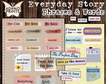 Phrases et mots de tous les jours, Mots indésirables dans un journal, Citation inspirante numérique, Définition, Techniques mixtes, Mots imprimables, Mots éphémères