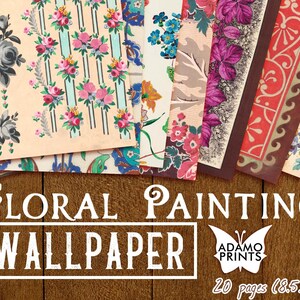 Floral Printing Wallpaper, French, Paper Pattern, Shabby Paper, Paper for Journal Kit, Wallpaper Flower, Digital Paper, Printable Background