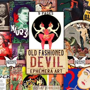 Old Fashioned Devil, Horror, Paranormal Occult, Spooky, Digital Images, Ephemera Printable, Vintage Art, Digital Collage, Scrapbook Ephemera