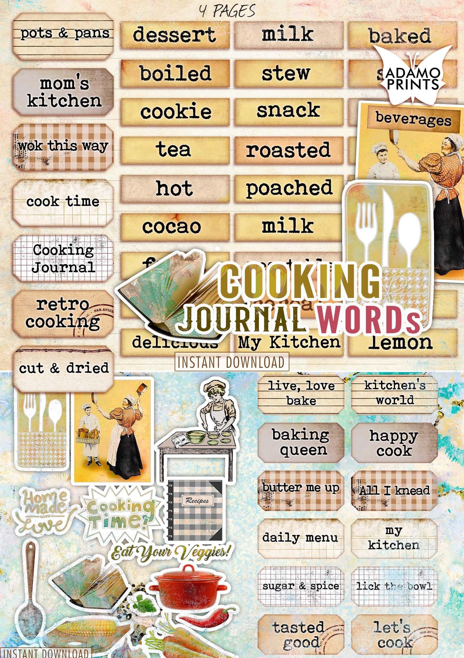 Cooking Journal Words Junk Journaling Word Journal Quotes Etsy