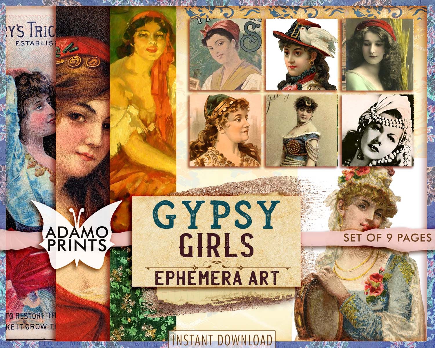 Gypsy Girls, Boho, Bohemian, Photos, Digital Images, Vintage, Classic, Digital Ephemera, Bohemia, Vintage Art, Digital Collage, Junk Journal