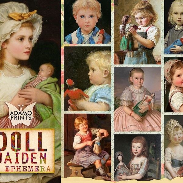 Doll Maiden, Children Digital, Ephemera Junk Journal, Ephemera Classics, Painting, Digital Images, Scrapbook Ephemera, Digital Collage
