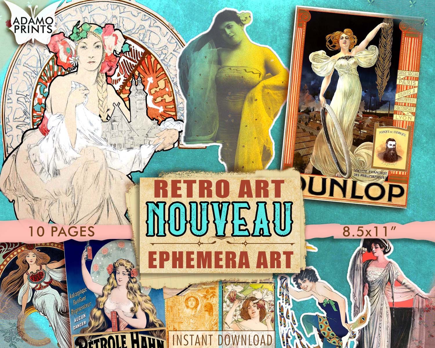 Retro Art Nouveau, Alphonse Mucha, Classic Women, Vintage Art, Collage Sheets, Scrapbook Ephemera, Ephemera Classics, Digital Download