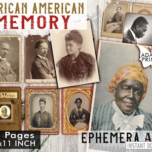 Memória afro-americana vintage, imagens digitais, fotos vintage, colagem digital, clássico efêmero, arte vintage, impressões, kit de diário indesejado