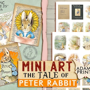 Mini Art -Het verhaal van Peter Rabbit, Beatrix Potter, Digitale beelden, Miniatuurbeelden, Magie, Bloem, Alter Art Digital, Journal Supplies