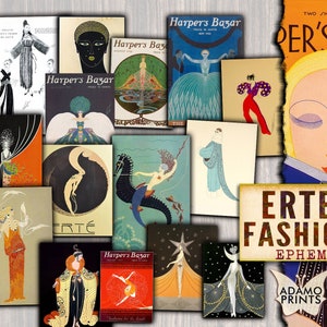Moda Erte, Moda Digital, Collage Digital, Clásicos Efímeros, Arte Vintage, Efímeras de Álbum de Recortes, Diario Basura, Arte Femenino