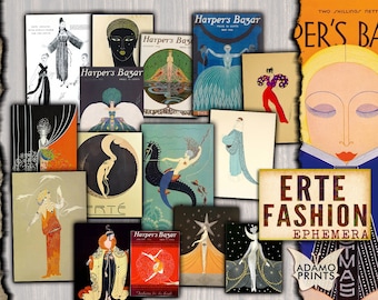 Moda Erte, Moda Digital, Collage Digital, Clásicos Efímeros, Arte Vintage, Efímeras de Álbum de Recortes, Diario Basura, Arte Femenino