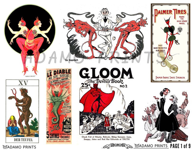 Vintage Devil Art, Horror Occult Ephemera, Digital Collage (digital ...